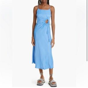 NWT FARM Rio cutout slip dress turquoise blue slip midi dress - small